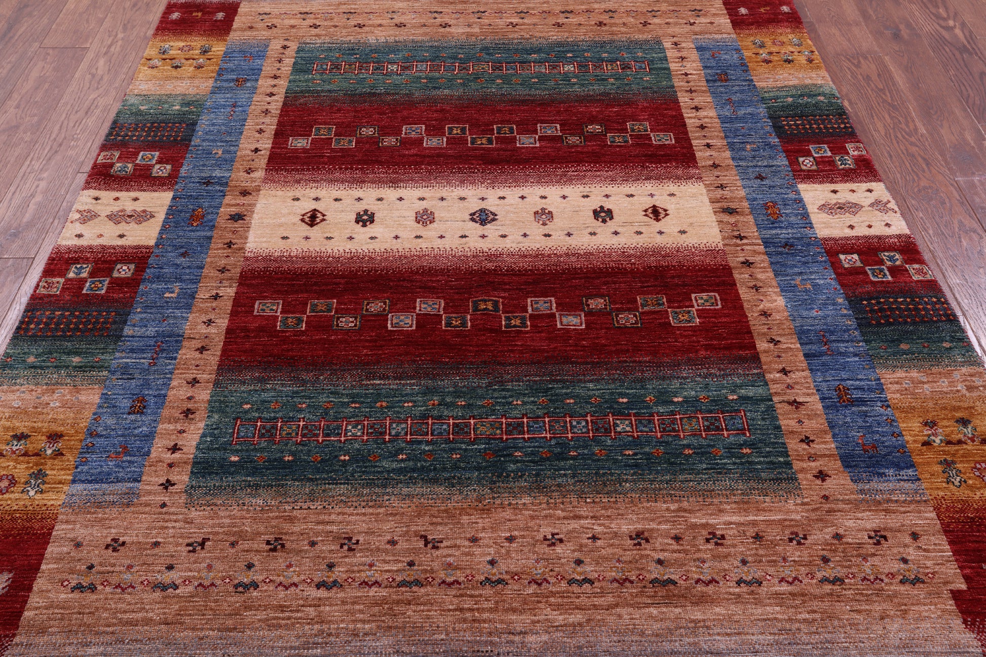Tribal Persian Gabbeh Hand Knotted Wool Rug - 5' 8" X 8' 0" - Golden Nile