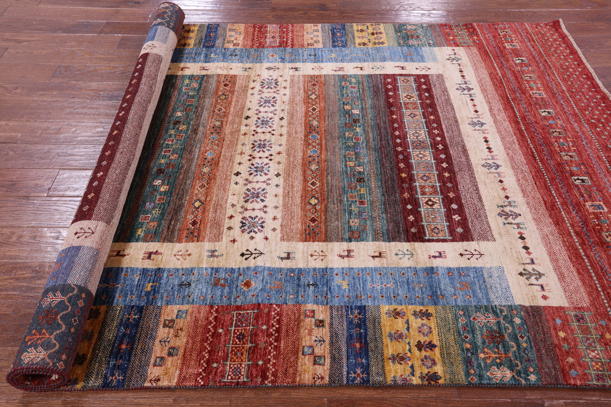 Tribal Persian Gabbeh Handmade Wool Rug - 5' 9" X 8' 0" - Golden Nile