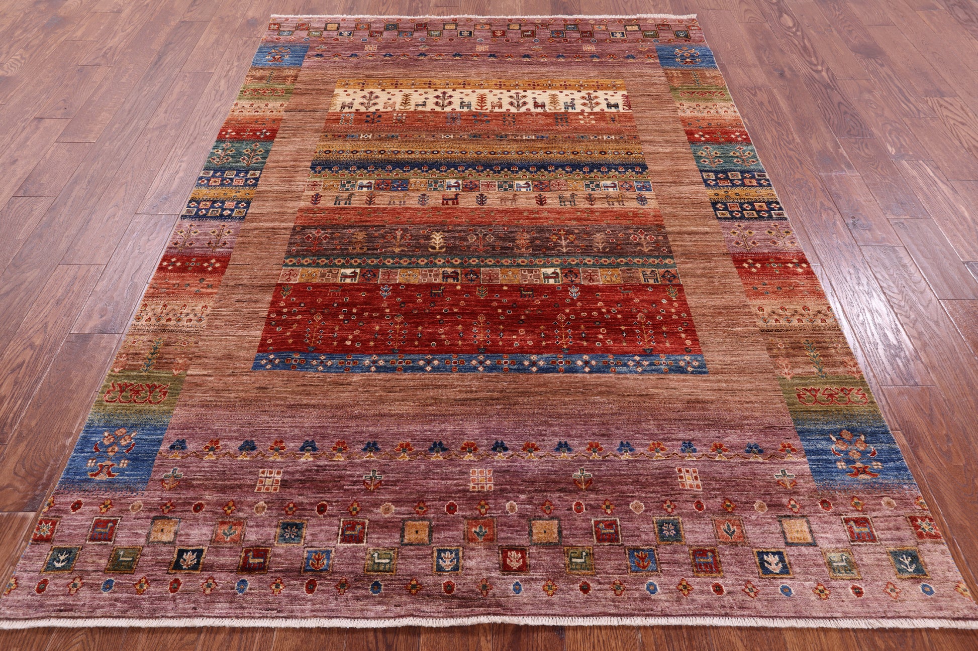Persian Tribal Gabbeh Hand Knotted Wool Rug - 5' 9" X 7' 10" - Golden Nile