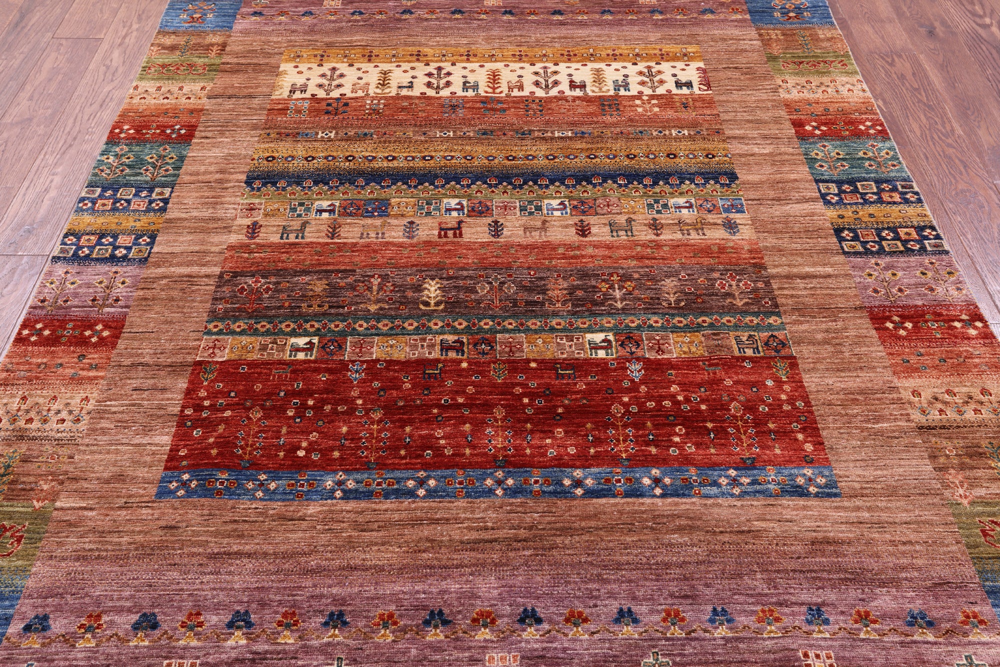 Persian Tribal Gabbeh Hand Knotted Wool Rug - 5' 9" X 7' 10" - Golden Nile