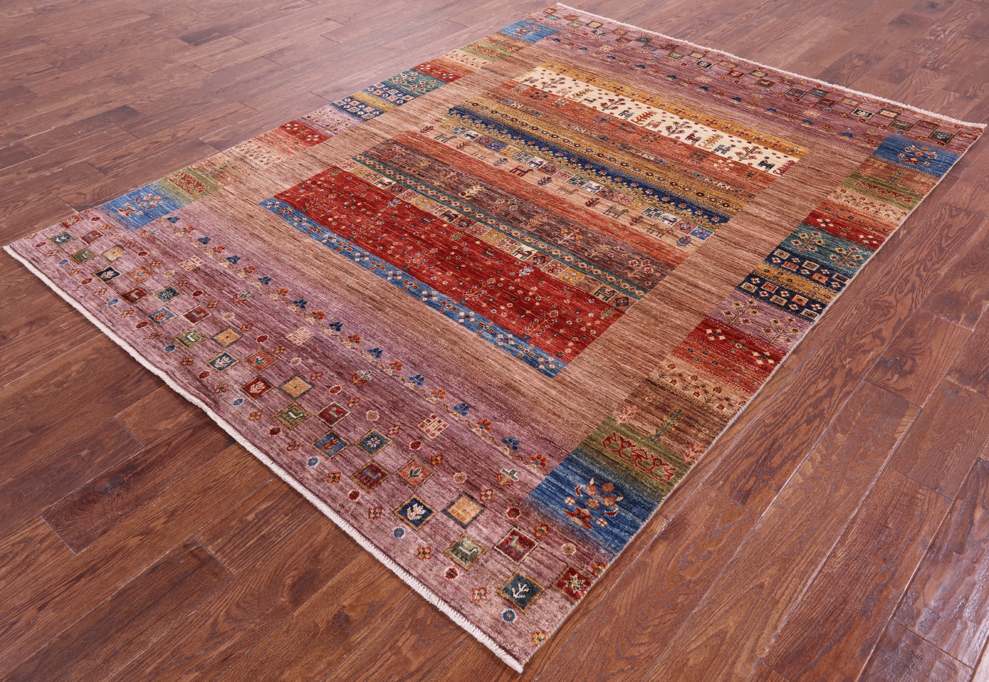 Persian Tribal Gabbeh Hand Knotted Wool Rug - 5' 9" X 7' 10" - Golden Nile