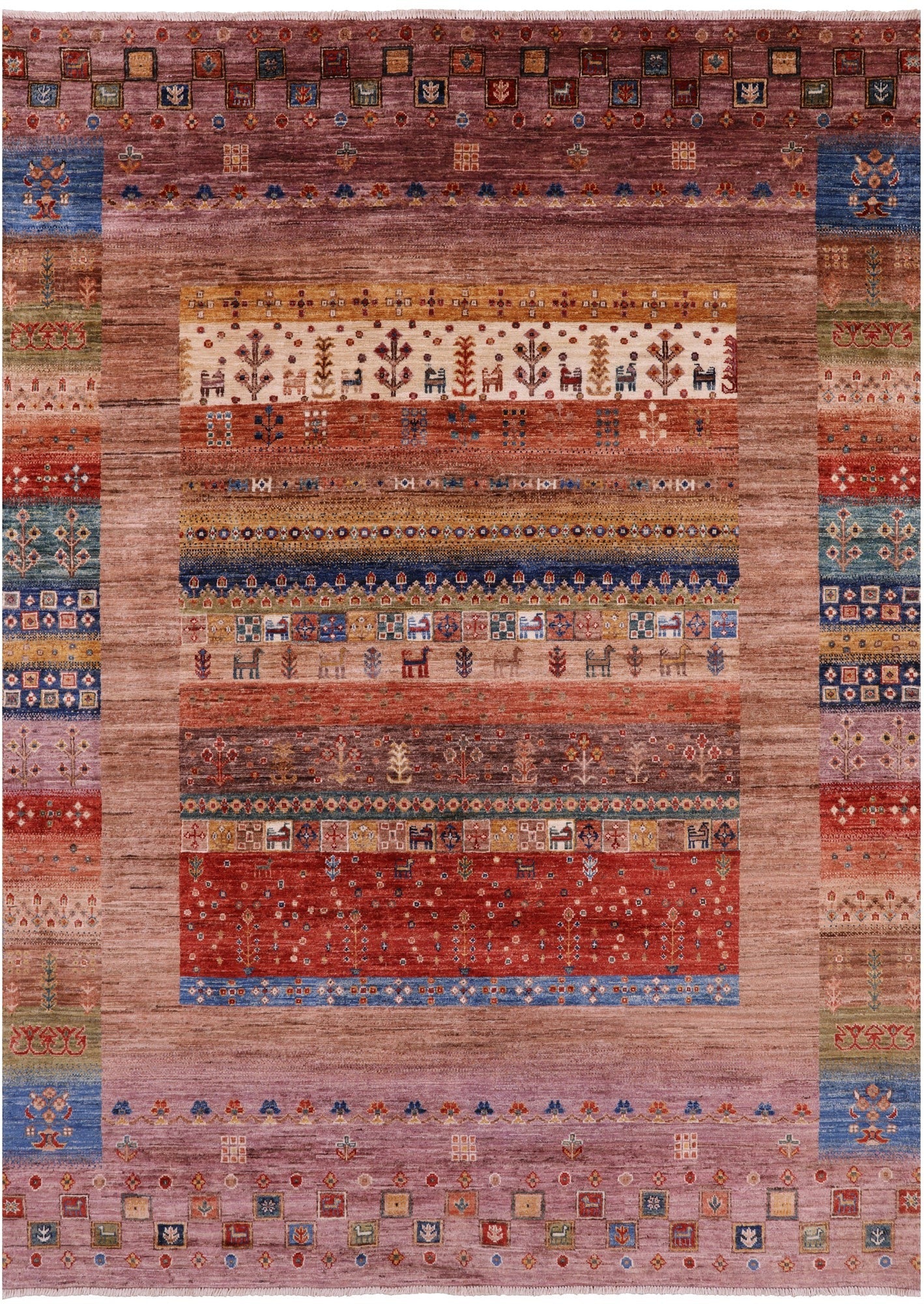 Persian Tribal Gabbeh Hand Knotted Wool Rug - 5' 9" X 7' 10" - Golden Nile