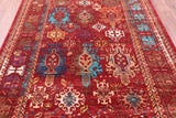 Red Turkmen Ersari Hand Knotted Wool Rug - 5' 8" X 8' 4" - Golden Nile