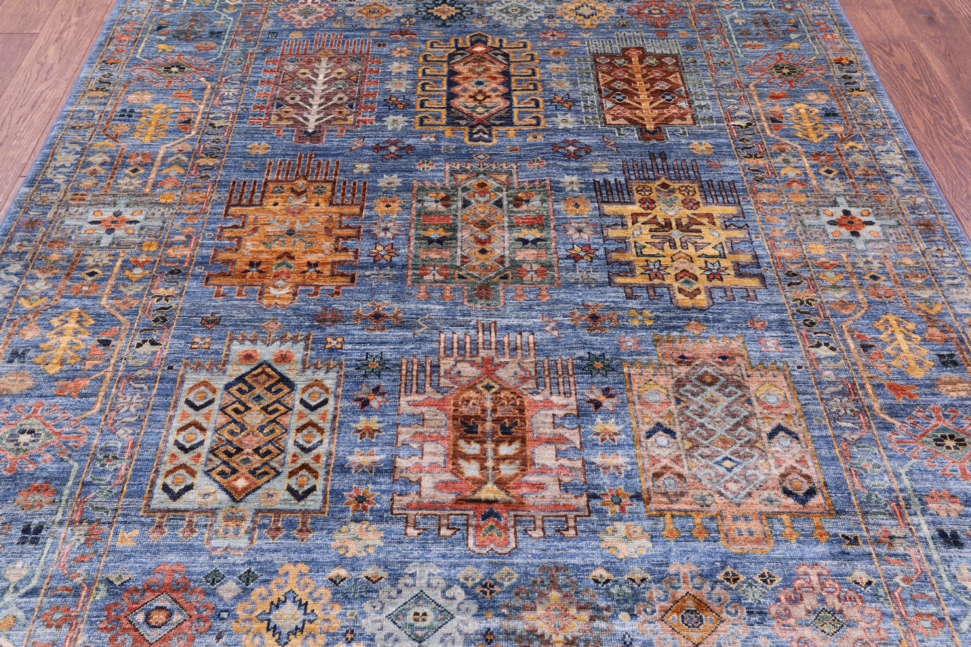 Blue Turkmen Ersari Handmade Wool Rug - 5' 9" X 7' 10" - Golden Nile