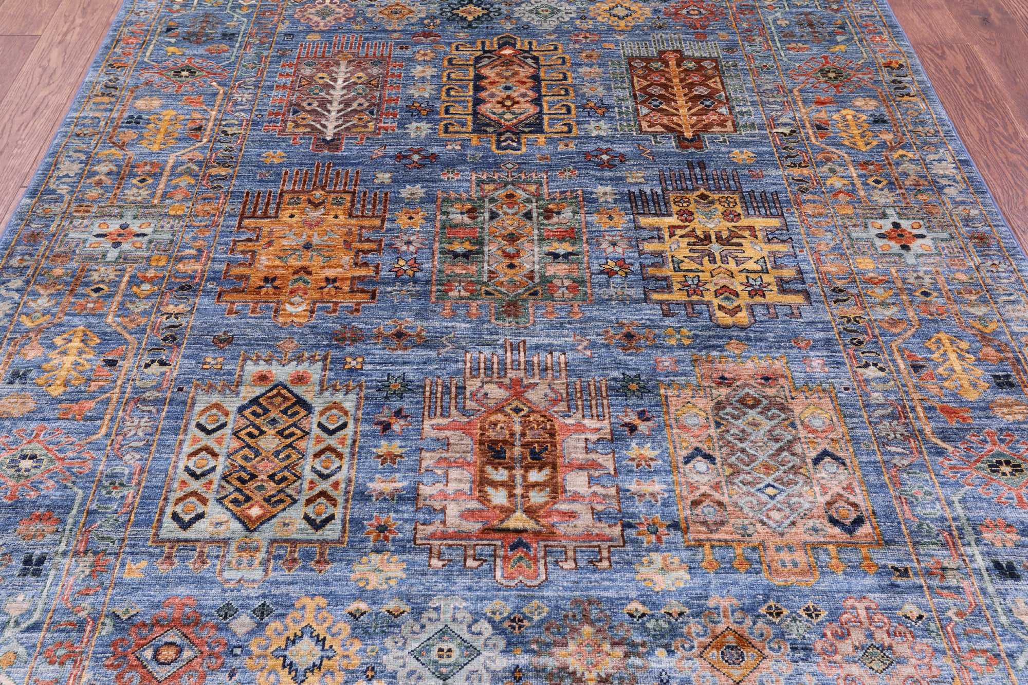 Blue Turkmen Ersari Handmade Wool Rug - 5' 9" X 7' 10" - Golden Nile