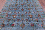 Blue Peshawar Hand Knotted Wool Rug - 6' 10" X 9' 9" - Golden Nile