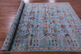 Blue Peshawar Hand Knotted Wool Rug - 6' 10" X 9' 9" - Golden Nile