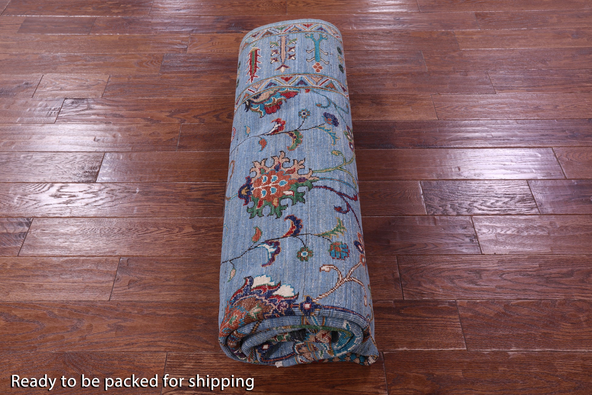Blue Peshawar Hand Knotted Wool Rug - 6' 10" X 9' 9" - Golden Nile