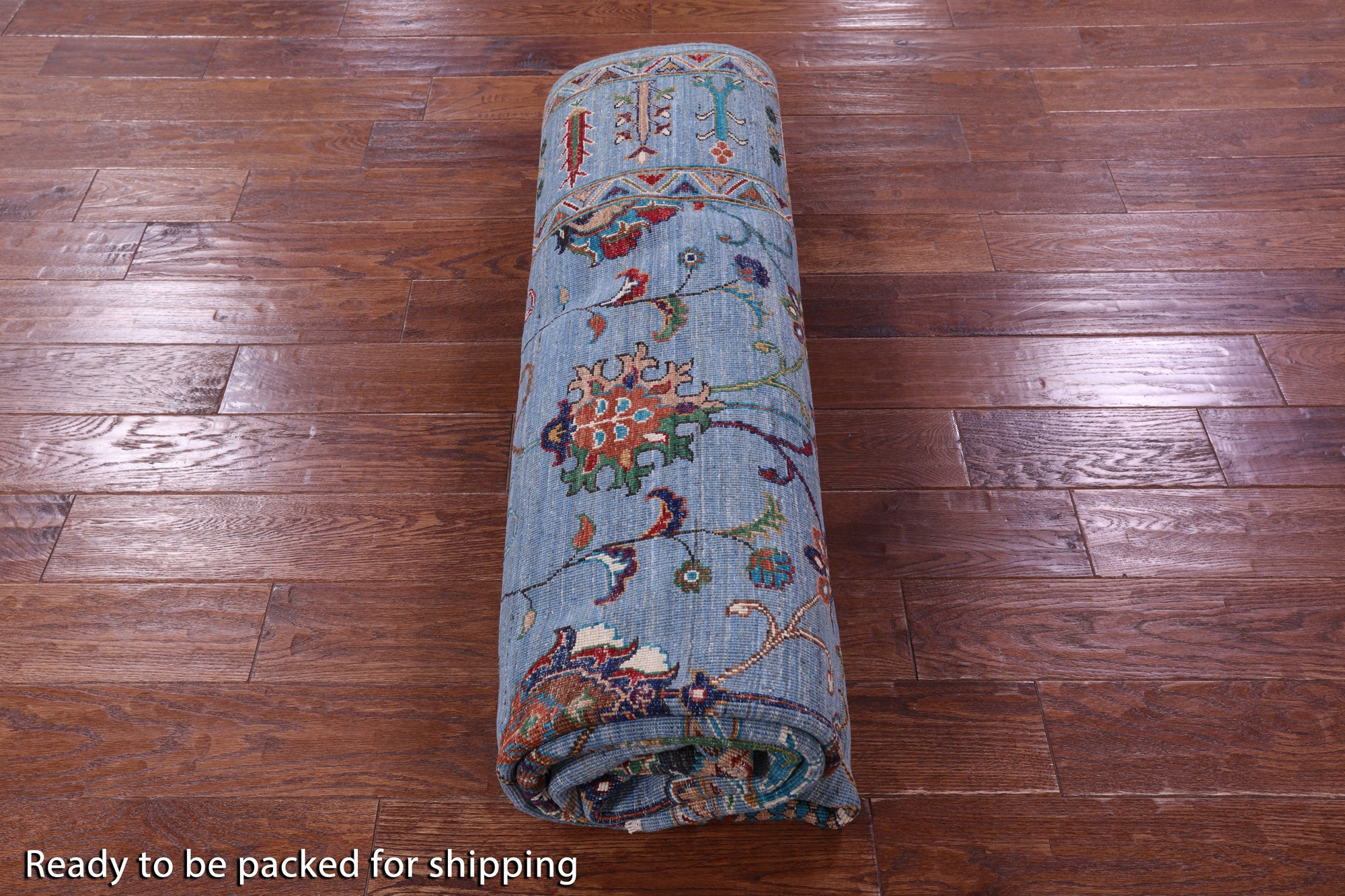 Blue Peshawar Hand Knotted Wool Rug - 6' 10" X 9' 9" - Golden Nile