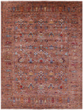 Brown Peshawar Hand Knotted Wool Rug - 9' 0" X 12' 0" - Golden Nile
