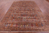 Brown Peshawar Hand Knotted Wool Rug - 9' 0" X 12' 0" - Golden Nile