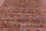 Brown Peshawar Hand Knotted Wool Rug - 9' 0" X 12' 0" - Golden Nile