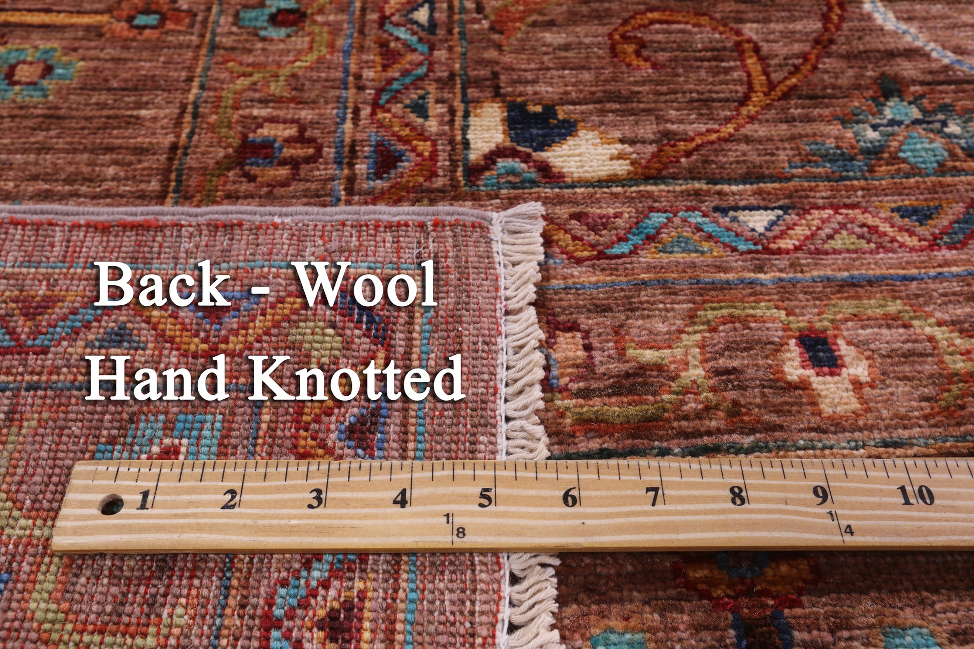 Brown Peshawar Hand Knotted Wool Rug - 9' 0" X 12' 0" - Golden Nile
