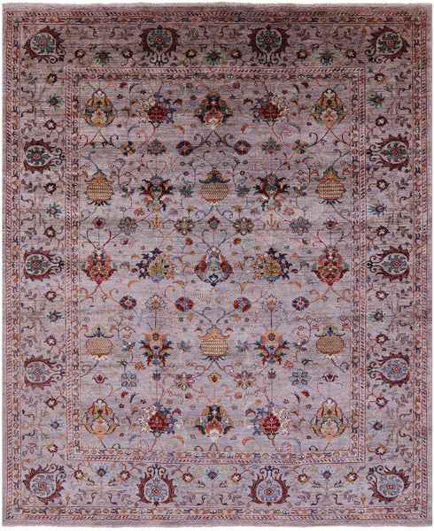 Grey Peshawar Hand Knotted Wool Rug - 8' 2" X 10' 0" - Golden Nile