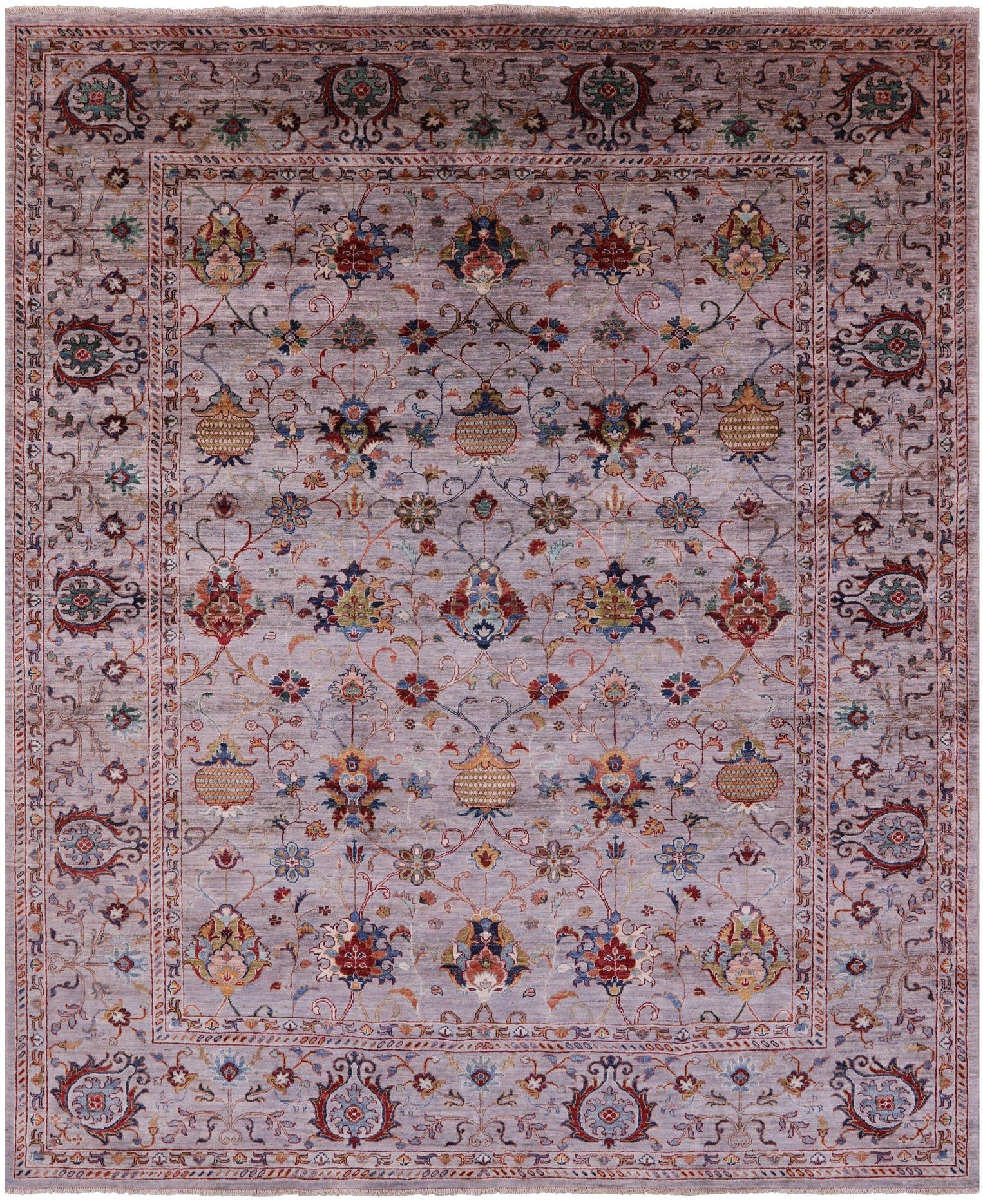 Grey Peshawar Hand Knotted Wool Rug - 8' 2" X 10' 0" - Golden Nile