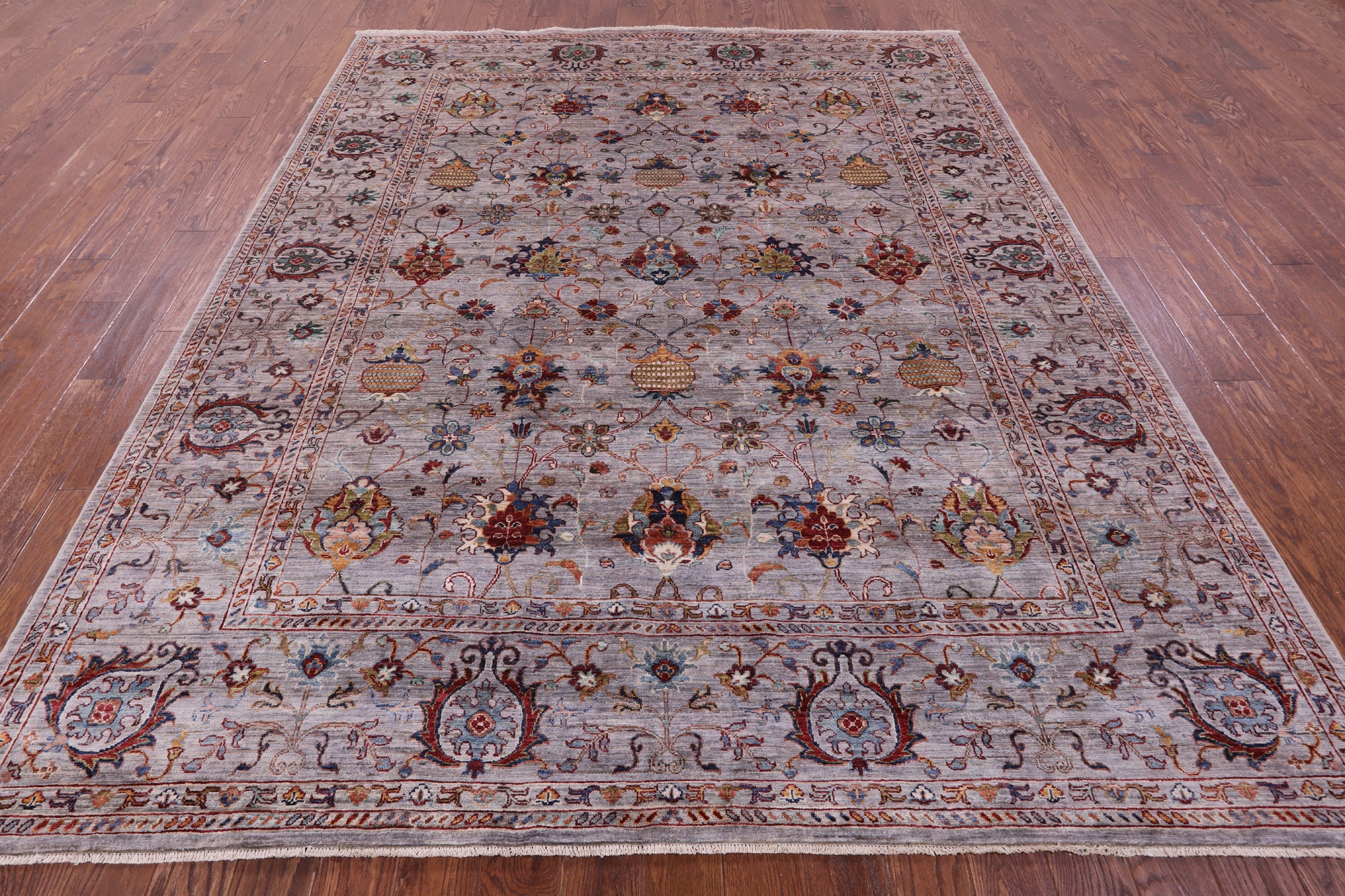 Grey Peshawar Hand Knotted Wool Rug - 8' 2" X 10' 0" - Golden Nile