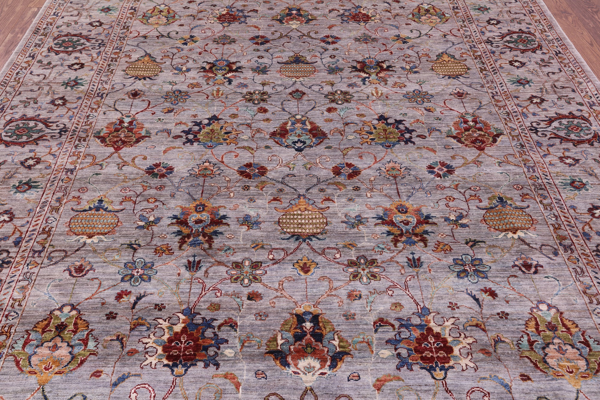 Grey Peshawar Hand Knotted Wool Rug - 8' 2" X 10' 0" - Golden Nile