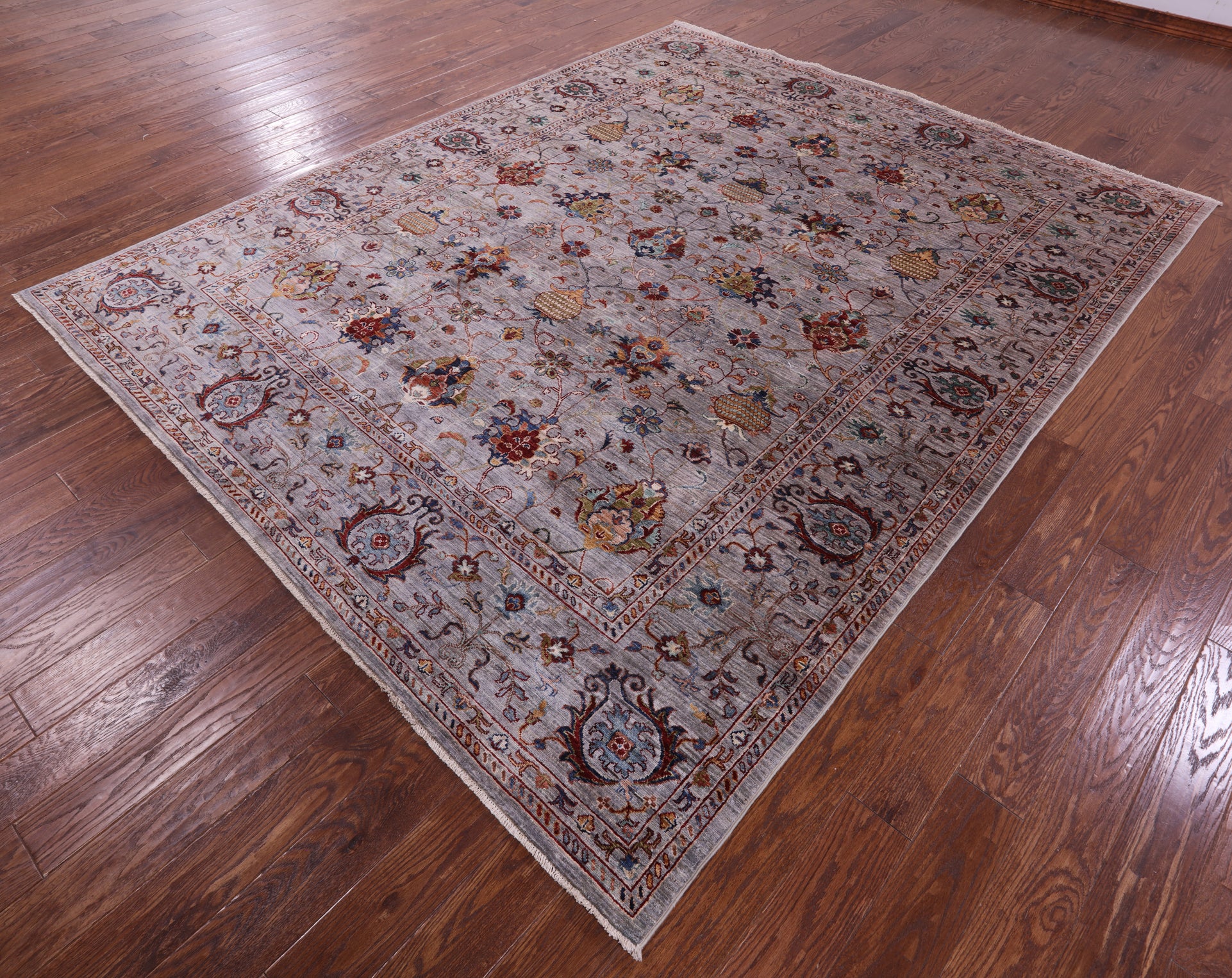 Grey Peshawar Hand Knotted Wool Rug - 8' 2" X 10' 0" - Golden Nile