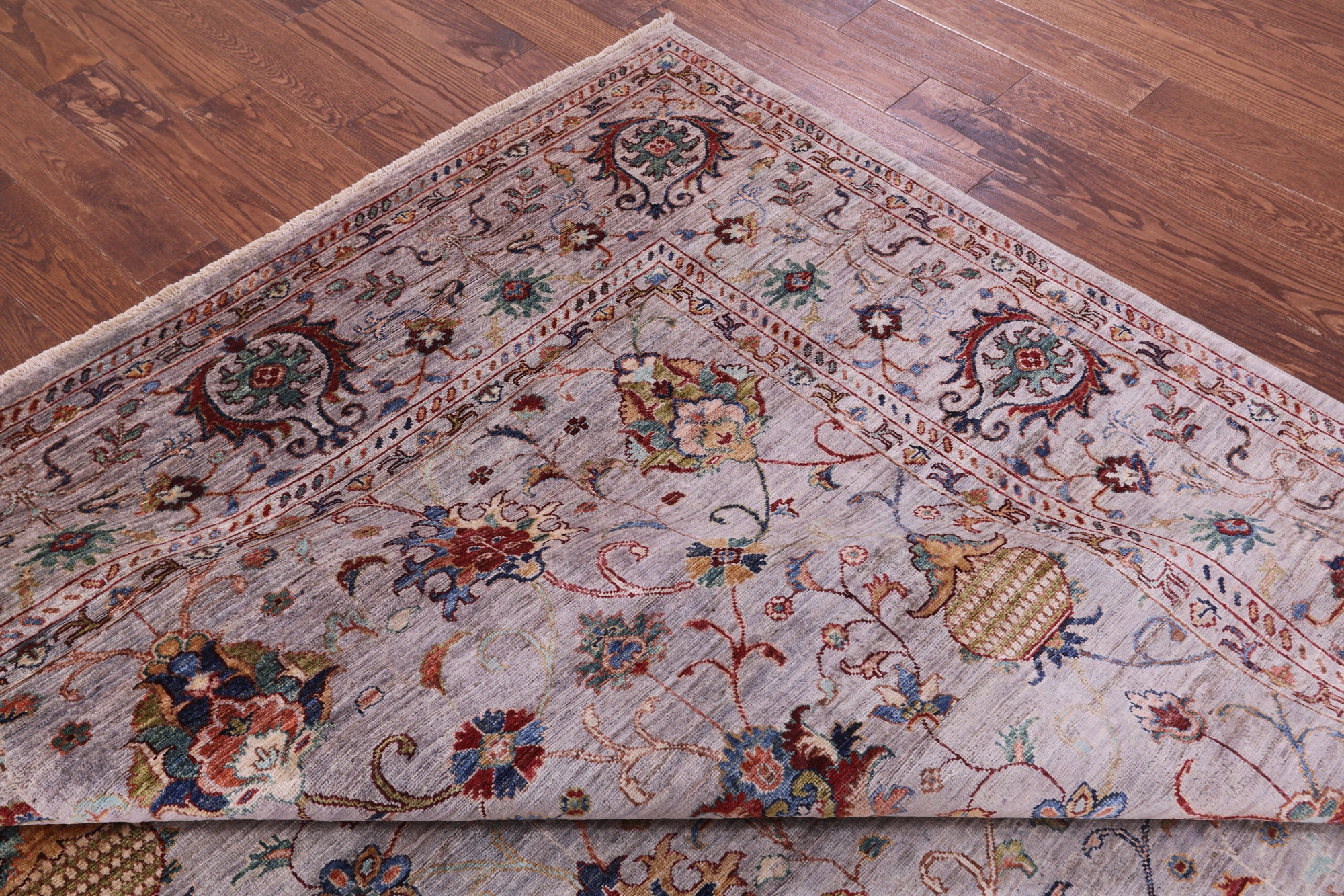 Grey Peshawar Hand Knotted Wool Rug - 8' 2" X 10' 0" - Golden Nile
