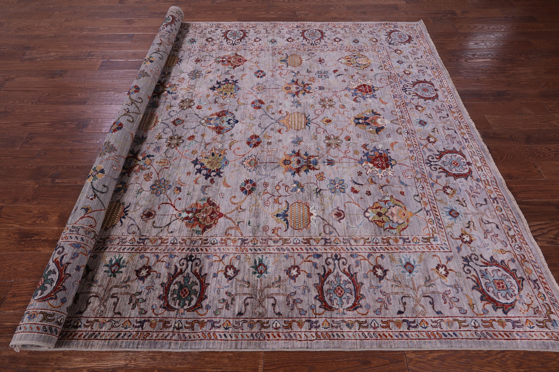 Grey Peshawar Hand Knotted Wool Rug - 8' 2" X 10' 0" - Golden Nile