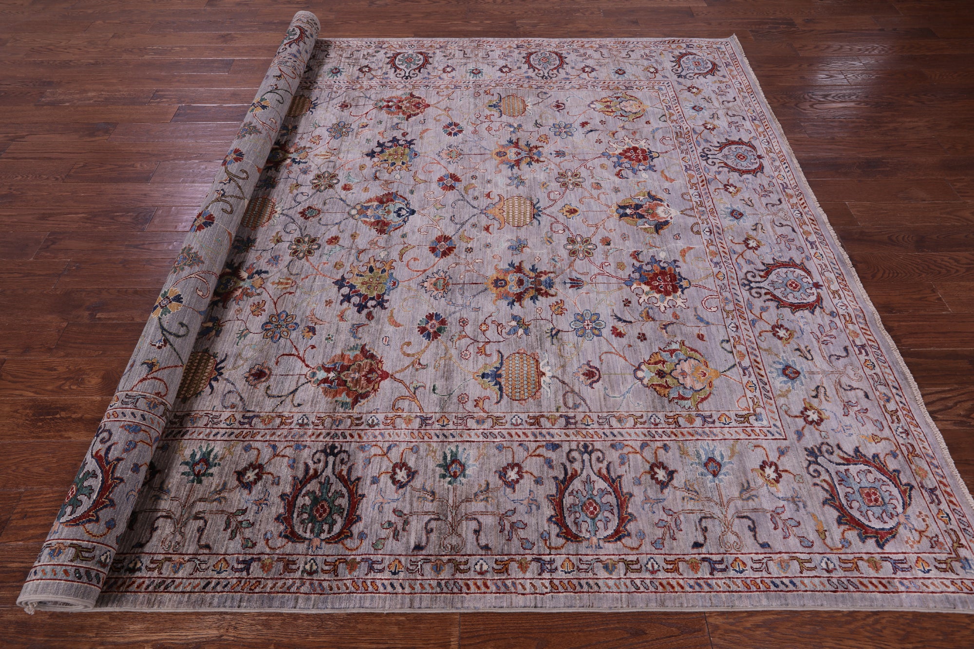 Grey Peshawar Hand Knotted Wool Rug - 8' 2" X 10' 0" - Golden Nile