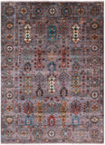 Grey Turkmen Ersari Hand Knotted Wool Rug - 5' 0" X 6' 9" - Golden Nile