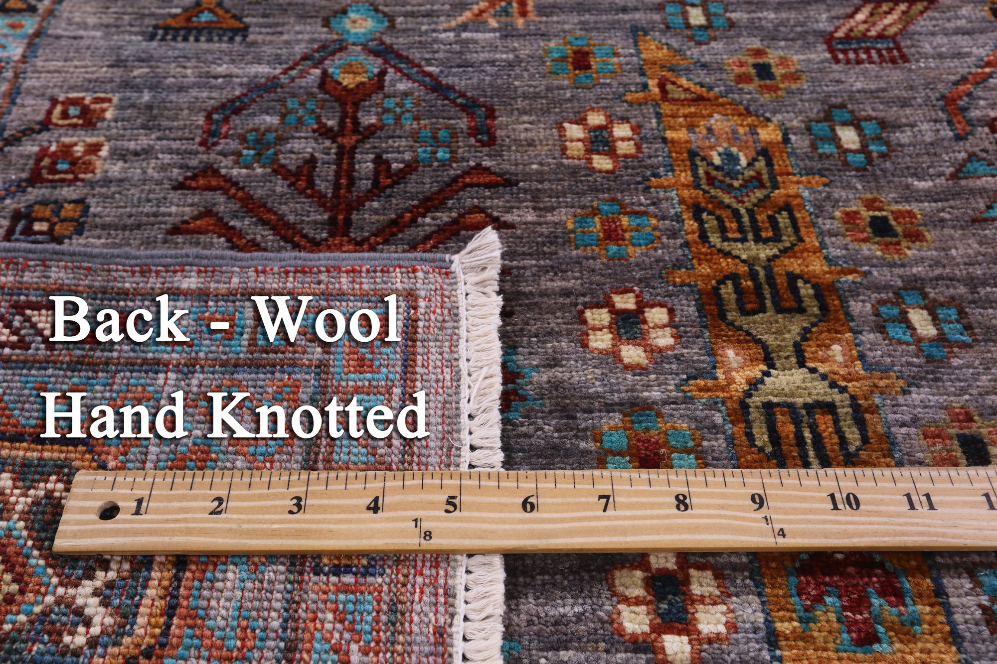 Grey Turkmen Ersari Hand Knotted Wool Rug - 5' 0" X 6' 9" - Golden Nile