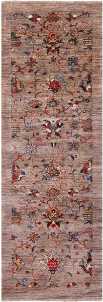 Peshawar Hand Knotted Wool Runner Rug - 2' 11" X 8' 6" - Golden Nile