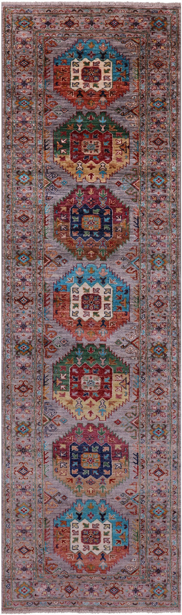 Turkmen Ersari Handmade Wool Runner Rug - 2' 9" X 9' 7" - Golden Nile