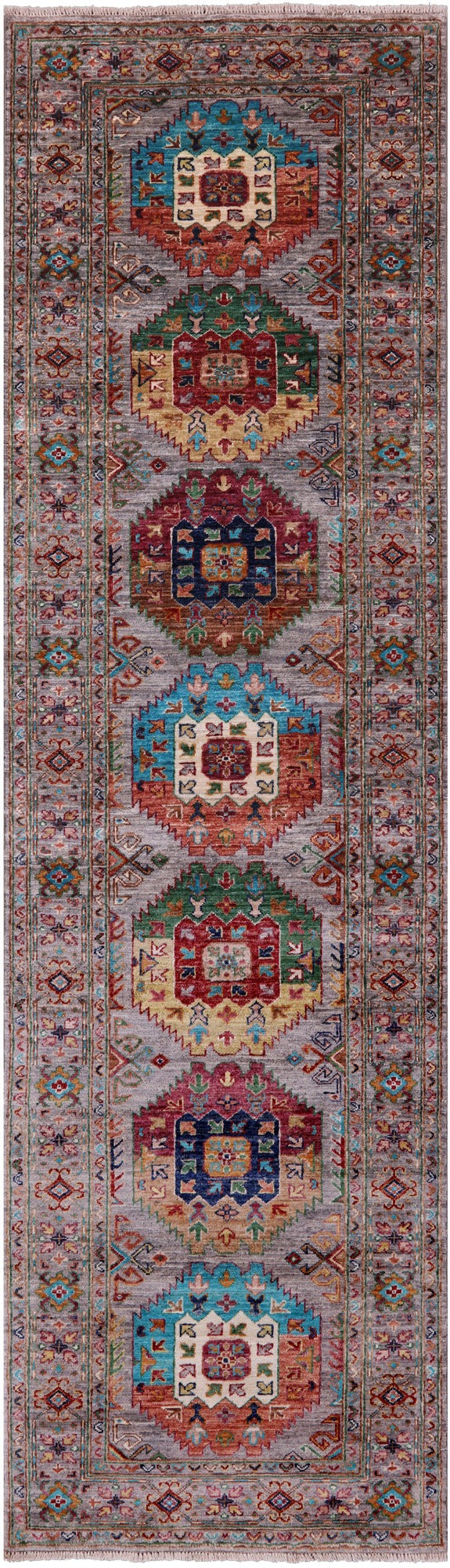 Turkmen Ersari Hand Knotted Wool Runner Rug - 2' 9" X 9' 7" - Golden Nile
