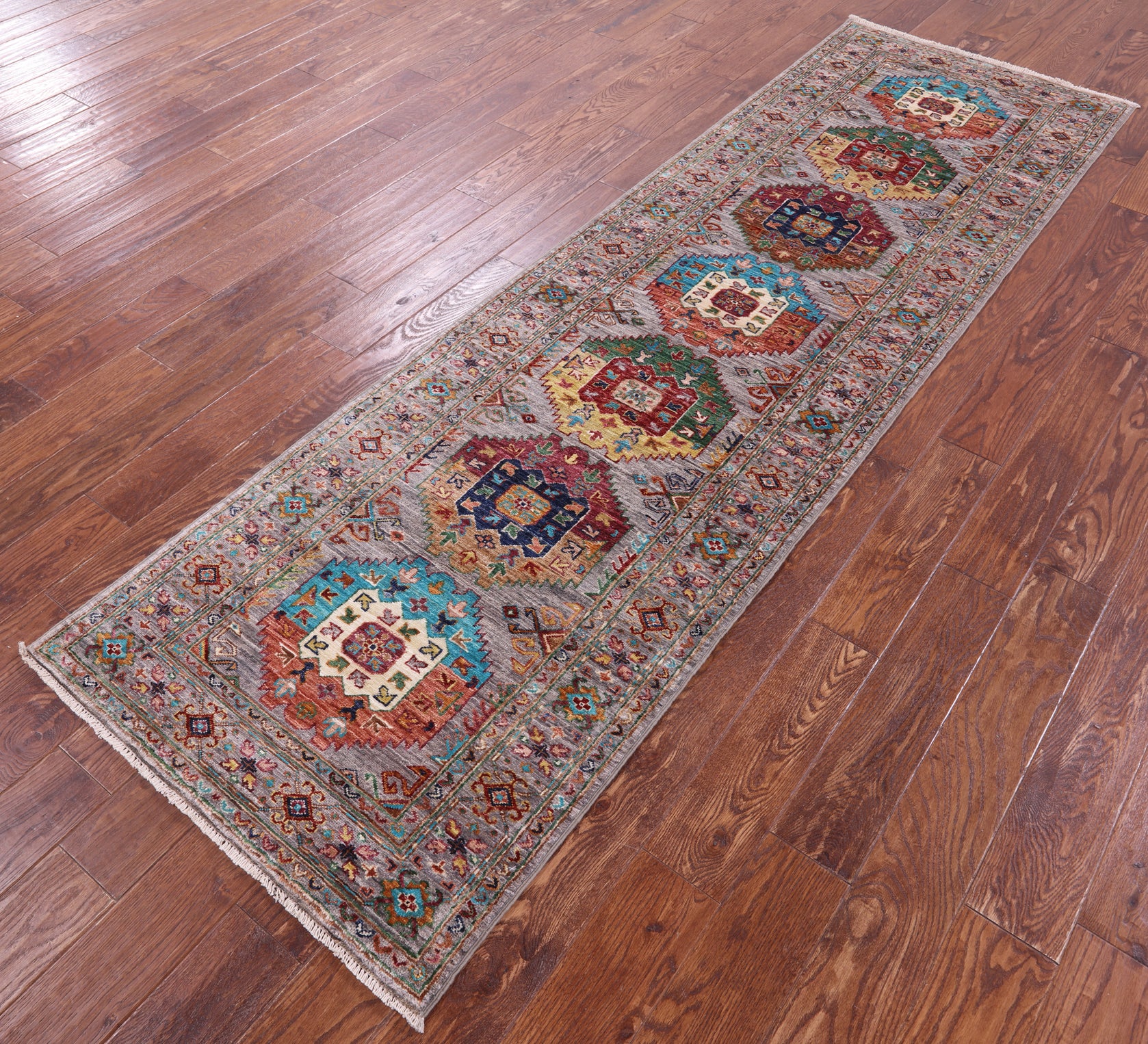 Turkmen Ersari Hand Knotted Wool Runner Rug - 2' 9" X 9' 7" - Golden Nile