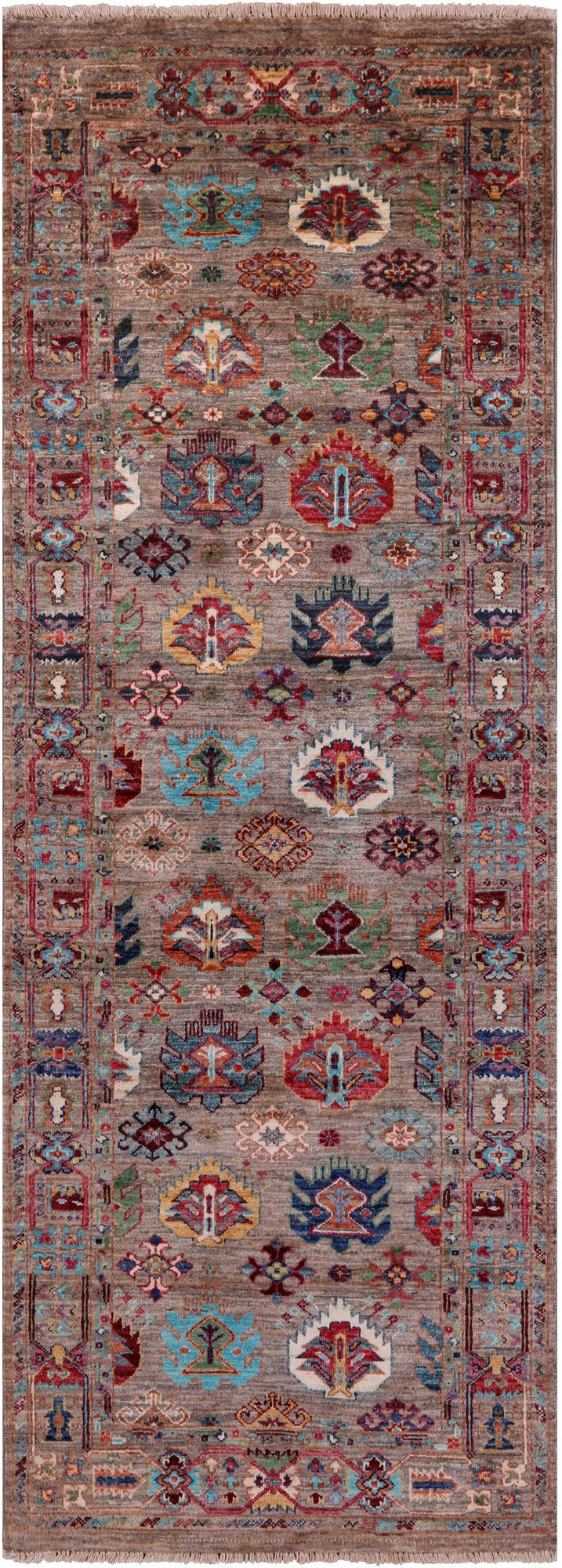 Turkmen Ersari Hand Knotted Wool Runner Rug - 2' 8" X 7' 6" - Golden Nile