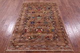 Peshawar Hand Knotted Wool Rug - 4' 0" X 5' 11" - Golden Nile