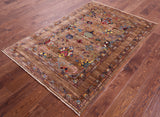 Peshawar Hand Knotted Wool Rug - 4' 0" X 5' 11" - Golden Nile