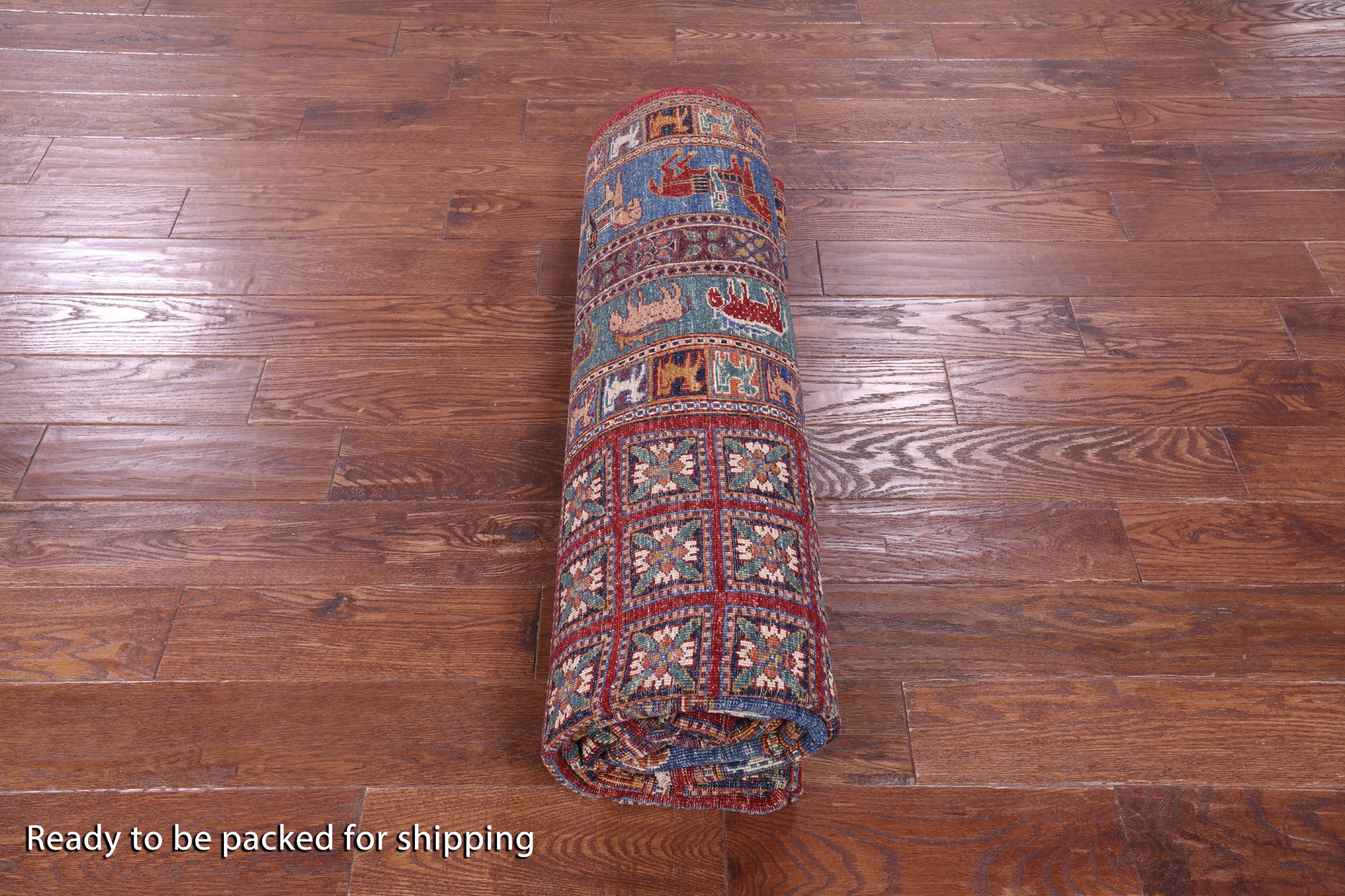 Antiqued Pazyryk Historical Design Hand Knotted Wool Rug - 6' 7" X 9' 8" - Golden Nile