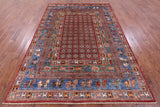 Antiqued Pazyryk Historical Design Hand Knotted Wool Rug - 6' 7" X 9' 8" - Golden Nile