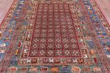 Antiqued Pazyryk Historical Design Hand Knotted Wool Rug - 6' 7" X 9' 8" - Golden Nile