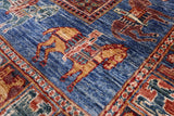 Antiqued Pazyryk Historical Design Hand Knotted Wool Rug - 6' 7" X 9' 8" - Golden Nile