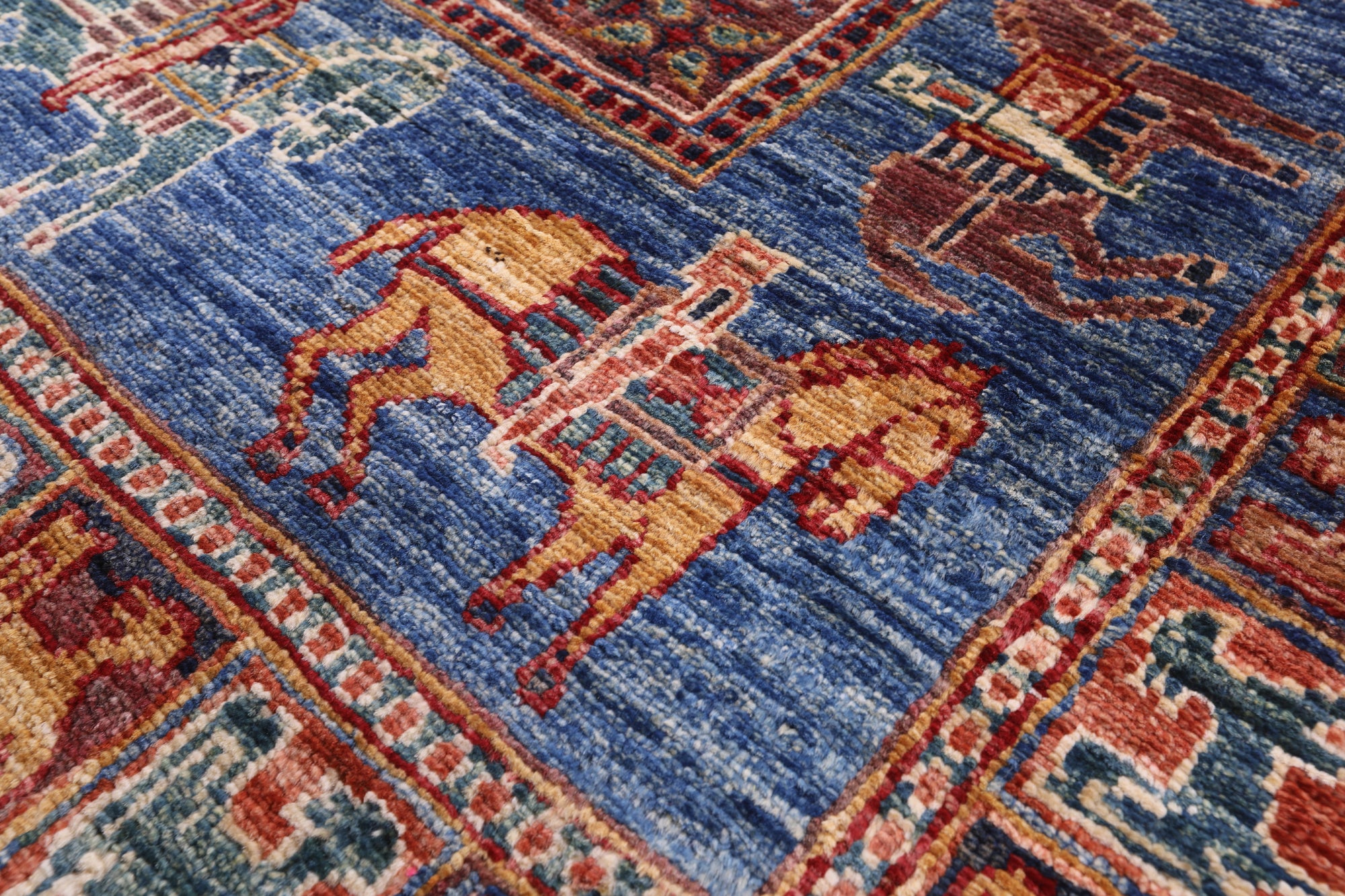 Antiqued Pazyryk Historical Design Hand Knotted Wool Rug - 6' 7" X 9' 8" - Golden Nile