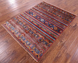 Khorjin Persian Gabbeh Hand Knotted Wool Rug - 4' 9" X 6' 5" - Golden Nile