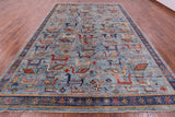 Blue Persian Fine Serapi Hand Knotted Wool Rug - 9' 10" X 14' 1" - Golden Nile