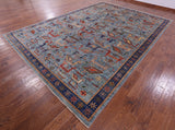 Blue Persian Fine Serapi Hand Knotted Wool Rug - 9' 10" X 14' 1" - Golden Nile