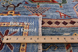 Blue Persian Fine Serapi Hand Knotted Wool Rug - 9' 10" X 14' 1" - Golden Nile