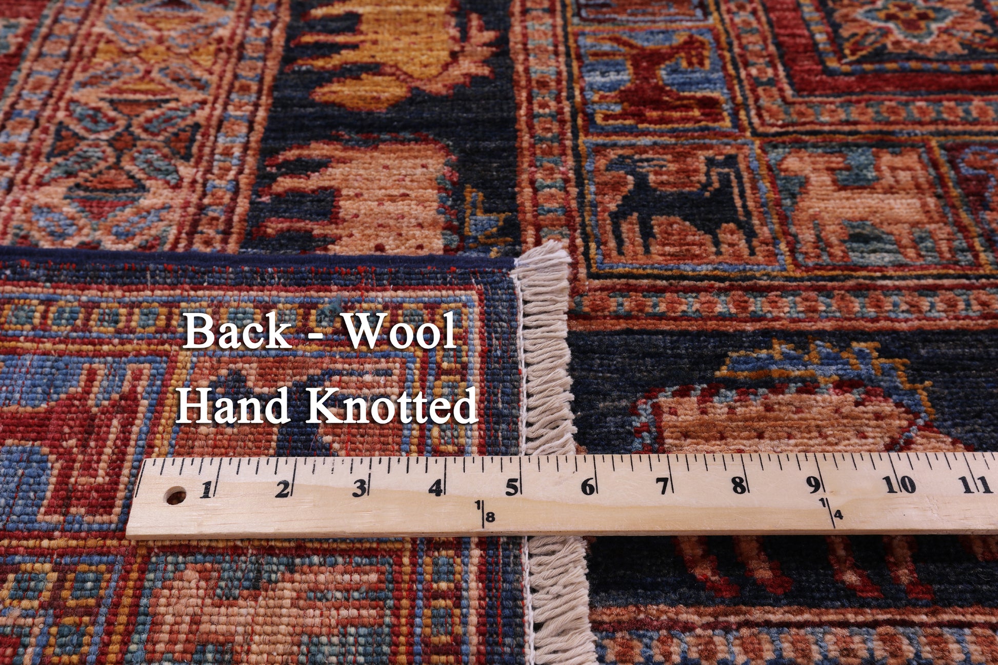 Antiqued Pazyryk Historical Design Hand Knotted Wool Rug - 8' 0" X 9' 7" - Golden Nile