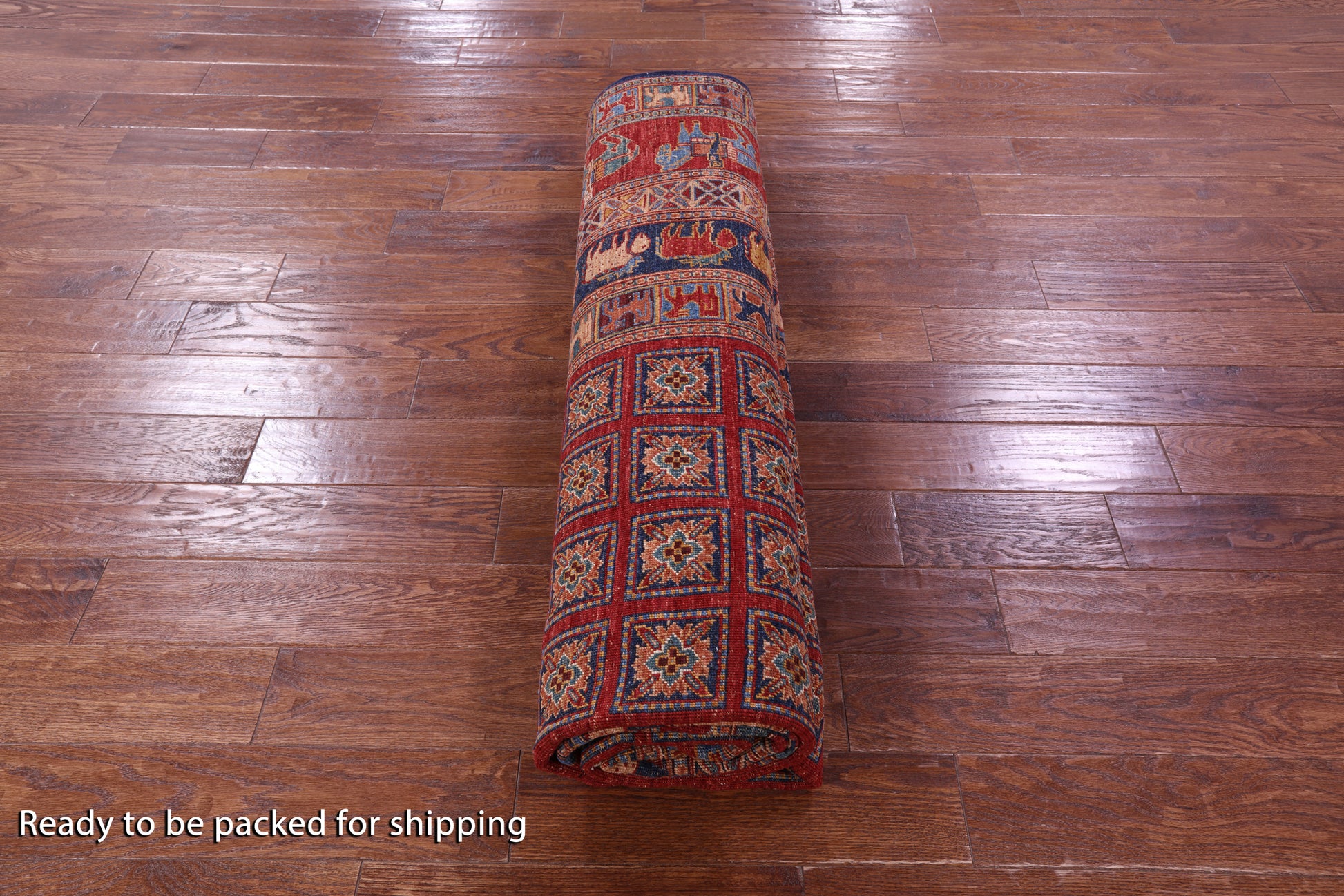 Antiqued Pazyryk Historical Design Hand Knotted Wool Rug - 8' 0" X 9' 7" - Golden Nile