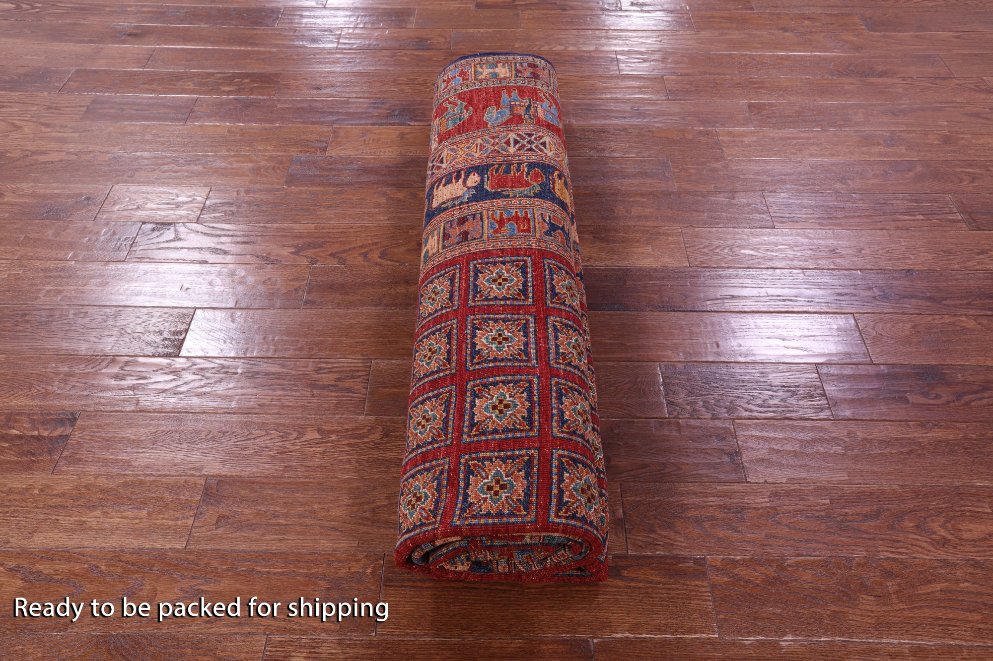 Antiqued Pazyryk Historical Design Hand Knotted Wool Rug - 8' 0" X 9' 7" - Golden Nile