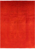 Red William Morris Full Pile Overdyed Hand Knotted Wool Rug - 8' 10" X 11' 10" - Golden Nile