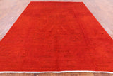 Red William Morris Full Pile Overdyed Hand Knotted Wool Rug - 8' 10" X 11' 10" - Golden Nile