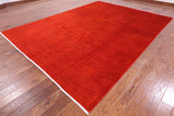 Red William Morris Full Pile Overdyed Hand Knotted Wool Rug - 8' 10" X 11' 10" - Golden Nile