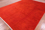 Red William Morris Full Pile Overdyed Hand Knotted Wool Rug - 8' 10" X 11' 10" - Golden Nile